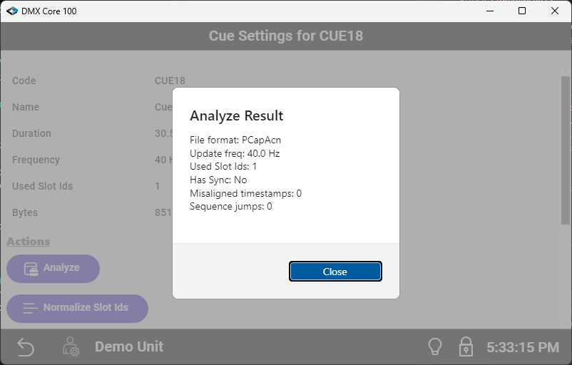 Analyze Cue Result