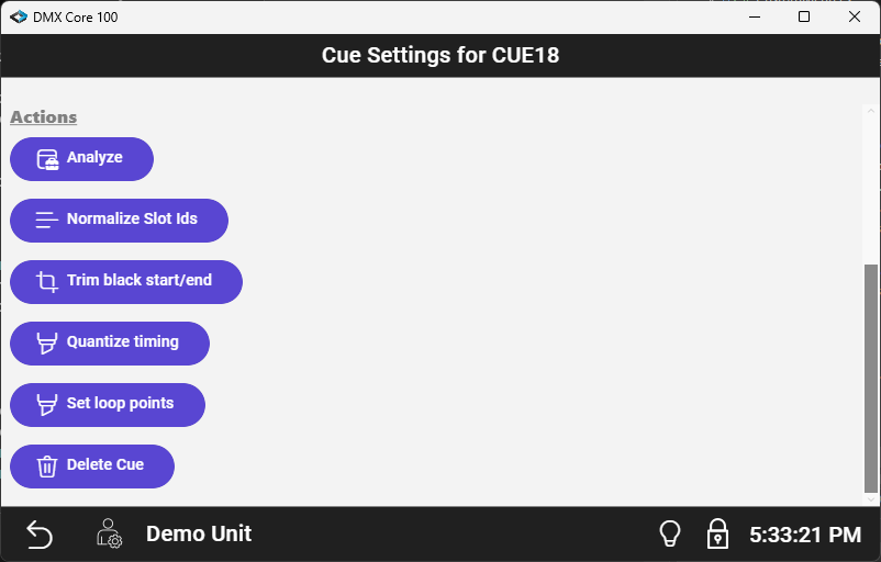 More Cue Settings