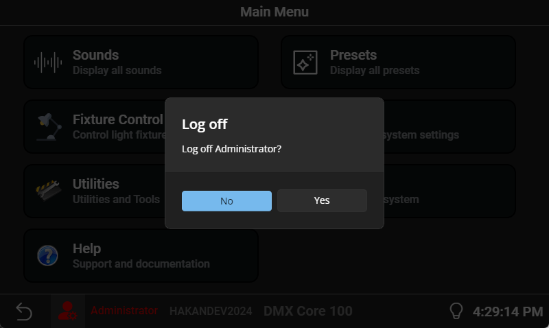 Log off confirmation dialog