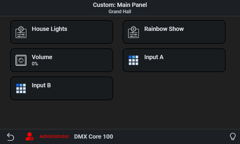 Custom menu on the touchscreen