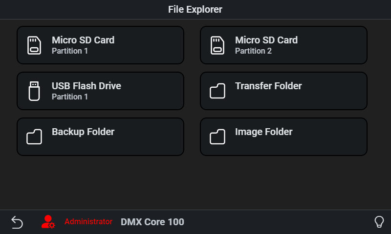 File Explorer on the touchscreen