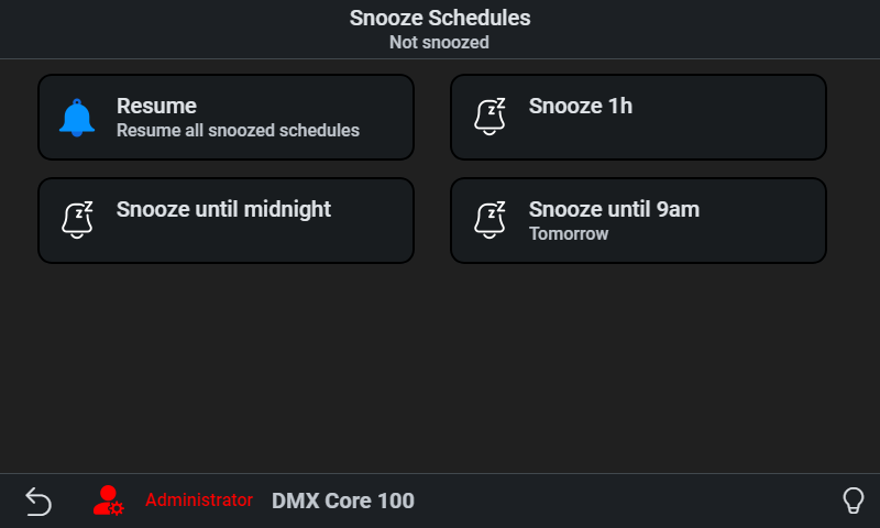 Snooze schedules screen