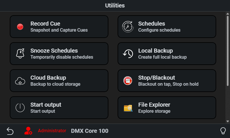 Utilities on the touchscreen