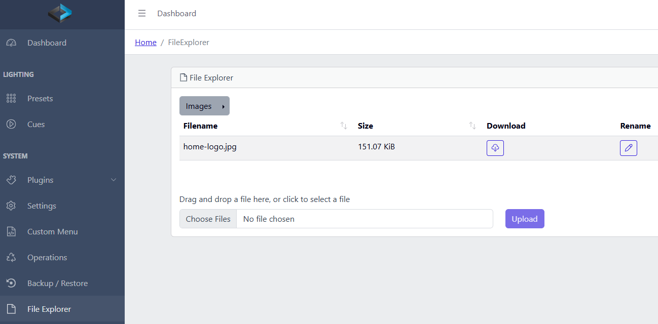Web Admin UI — File Explorer