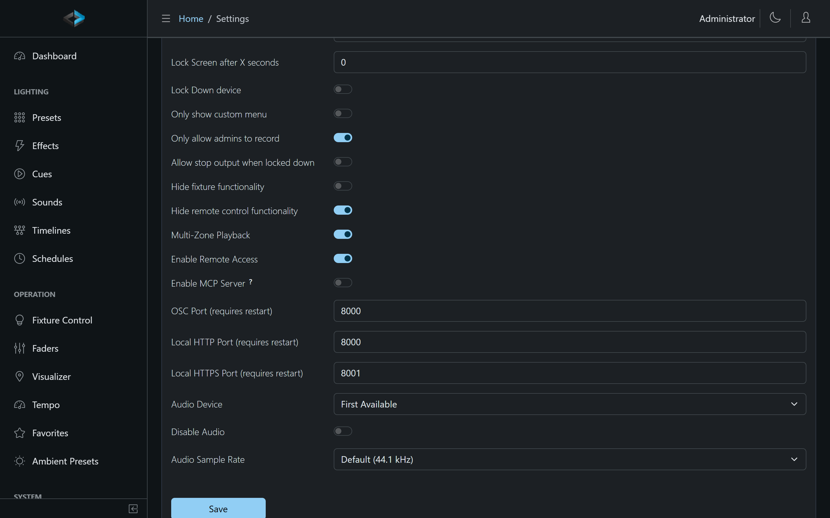 Enable Remote Access on Device > System
