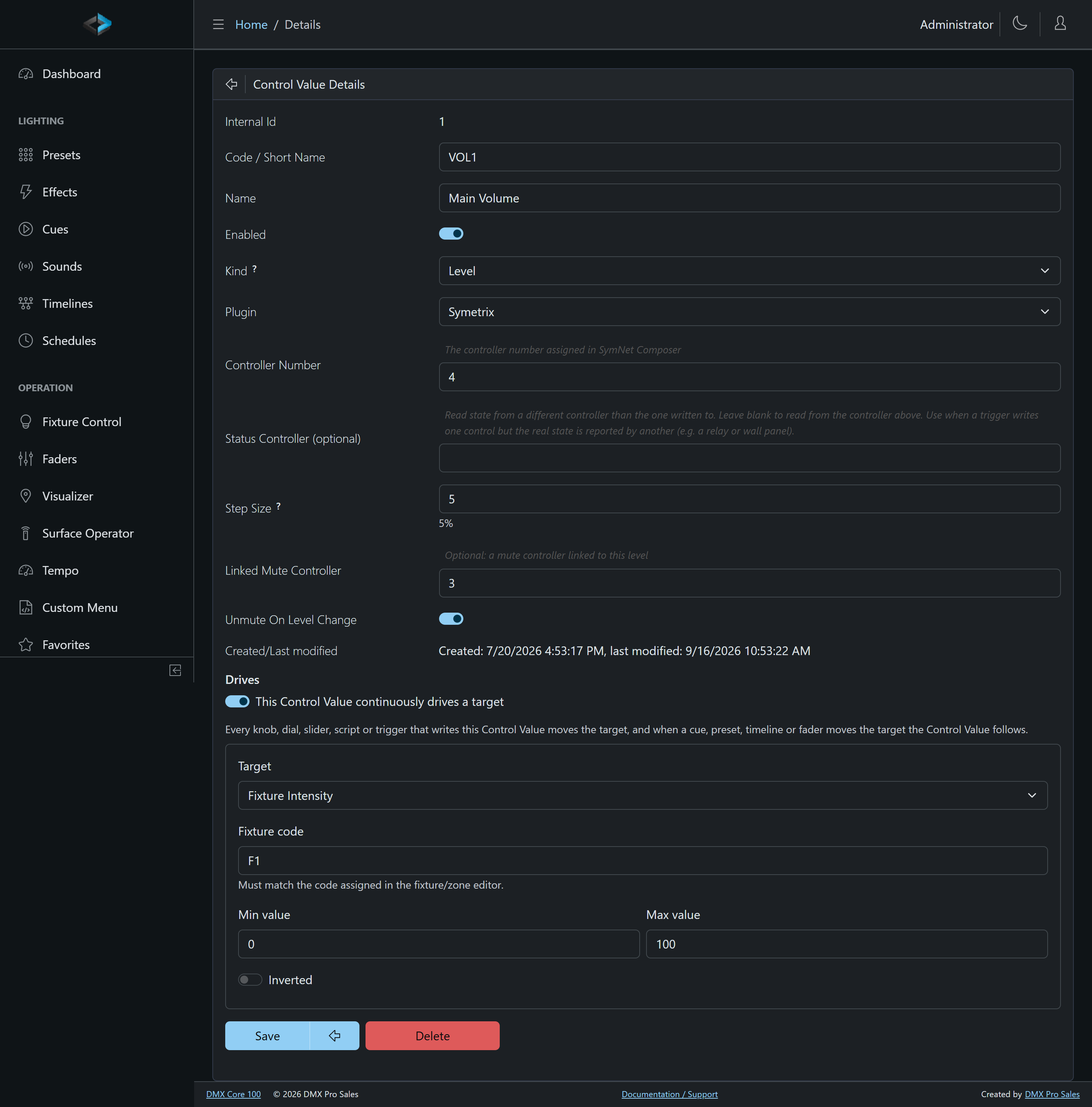 Control Value editor — Drives