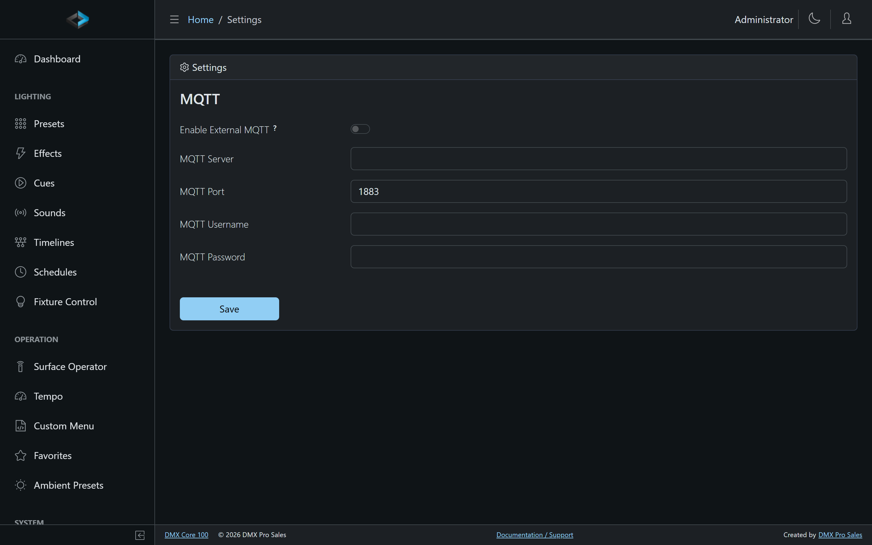 MQTT broker settings
