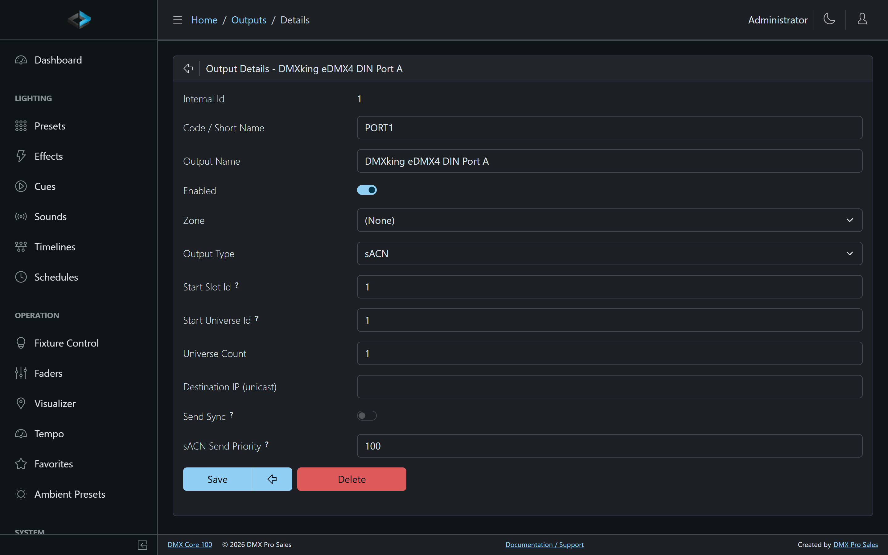 Output details in the Web UI