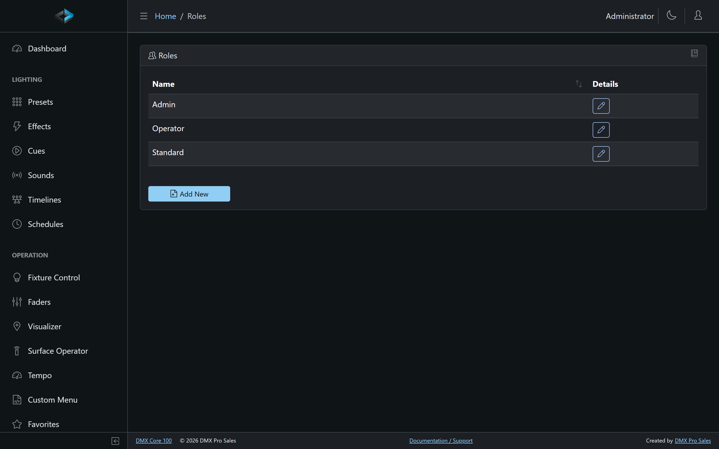 Roles list