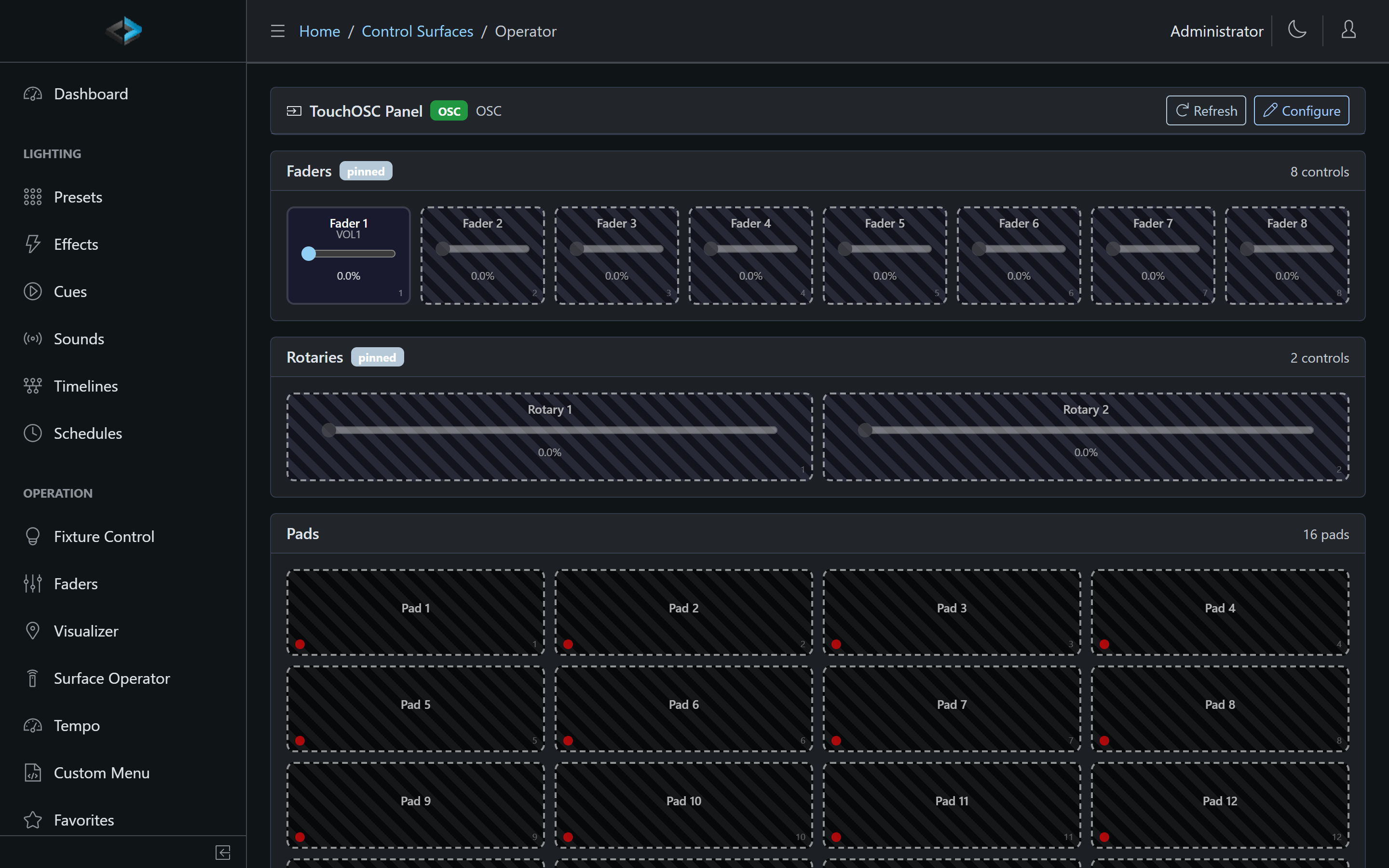 Surface Operator list — pick a surface to operate